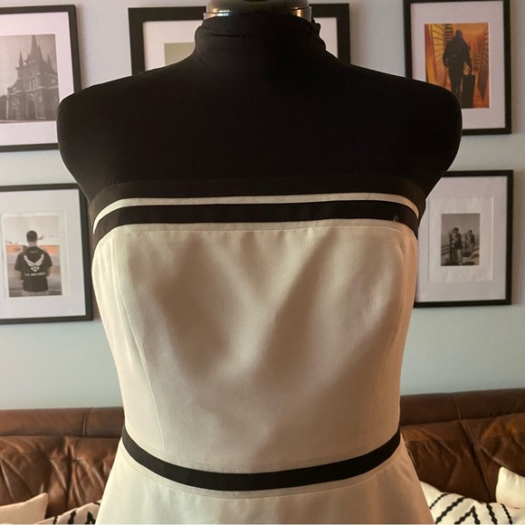 NWT Ann Taylor Black/White Stripe Strapless Tube Dress 8 Petite - Picture 3 of 11